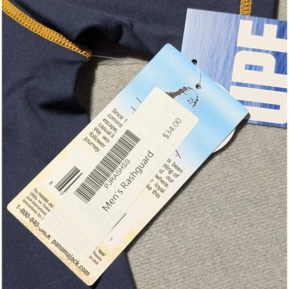 Panama Jack Men’s Rashguard Shirt XL Navy UPF 35+ Quick Dry Stretch Swim Tee NWT - Picture 7 of 13
